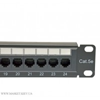 Патч-панель 24 портов компьютерная 19", UTP кат 5Е
